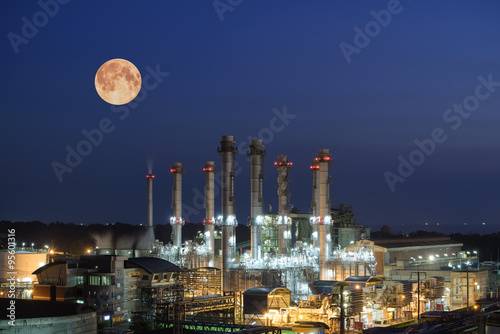 Oil Refinery twilight with moon industrial.