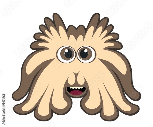 Cute brown monster isolated on white