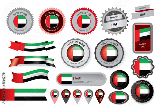 Made in UAE Seal, Emirates Flag (Vector Art)