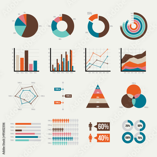 Graph elements of business with flat design