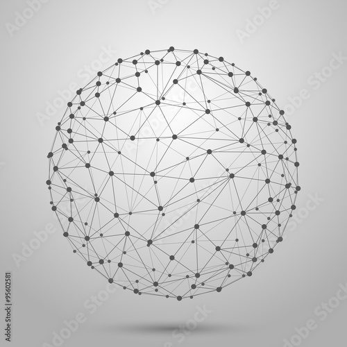 Wireframe 3D mesh polygonal vector sphere