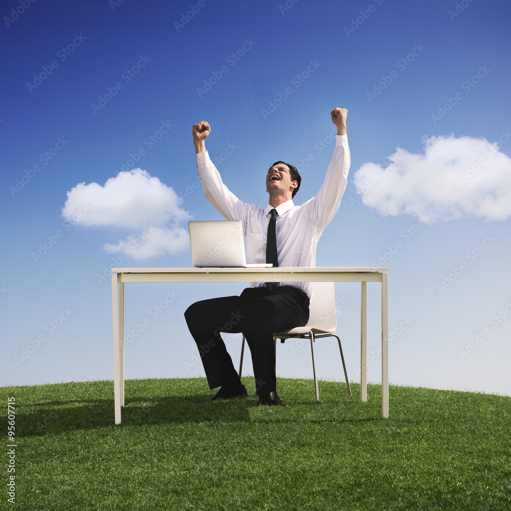 Businessman Celebration Happiness Success Freedom Concept Businessman Celebration Happiness Success Freedom Concept