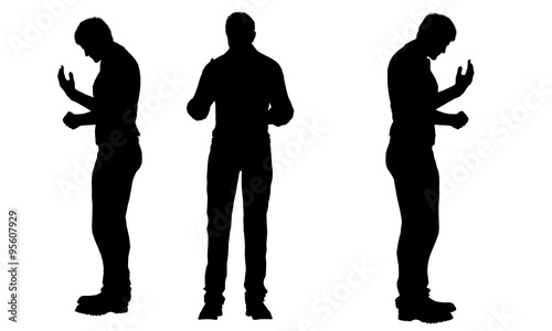 overweight fat men silhouettes
