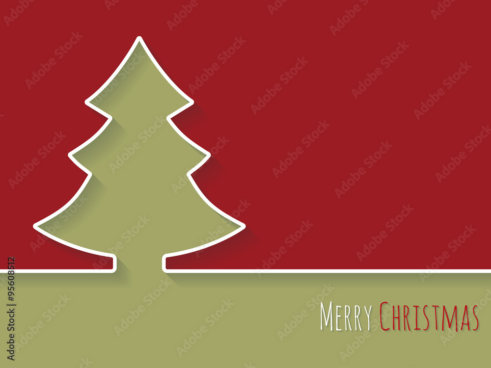 Naklejka premium Simplistic christmas greeting with white tree