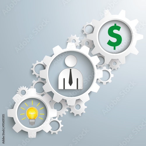 White Gears Idea Businessman Dollar