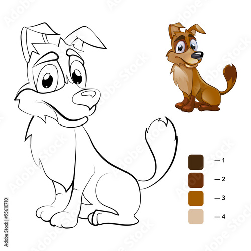 Color dog. Coloring book for preschool children