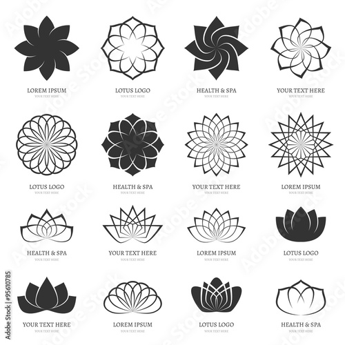 Abstract vector lotus flowers for spa, yoga class, hotel logos