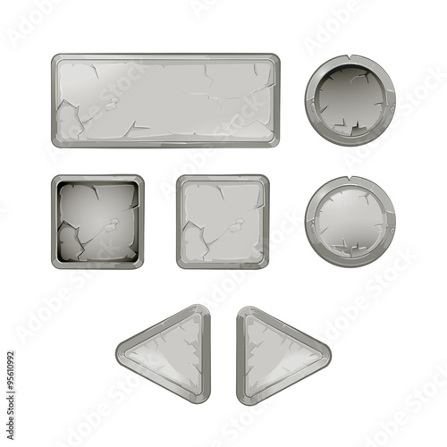 Cartoon stone buttons vector set