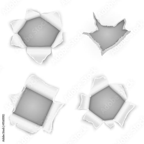 Torn paper holes vector collection