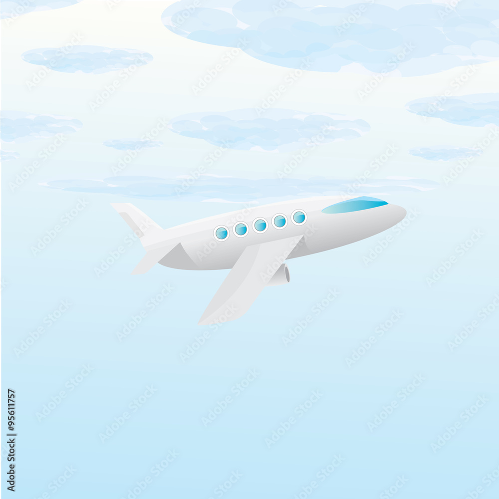 vector airplane icon. cartoon plane in blue sky vector airplane icon. cartoon plane in blue sky