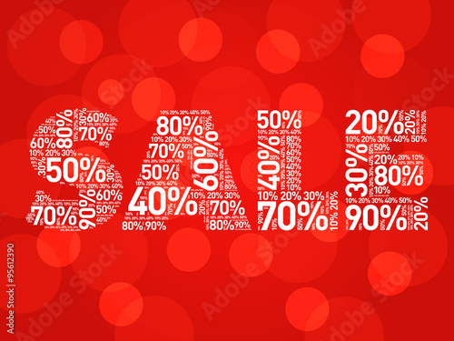 Sale percents composed in word cloud, business concept