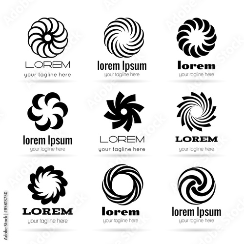 Vortex or tornado symbols logo vector set. Spiral and swirl element