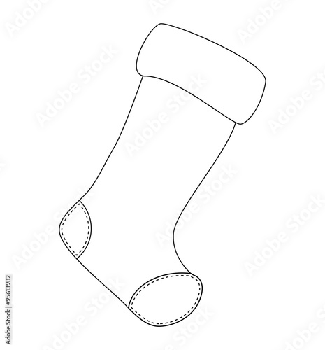 Christmas sock outline icon, symbol, design. Winter vector illustration isolated on white background.