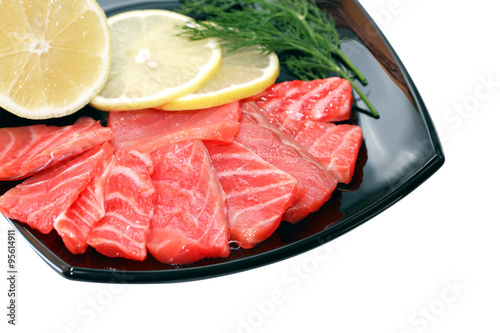 Sliced Salmon On Plate