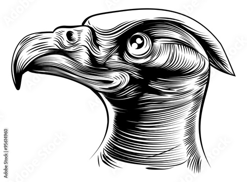 Woodblck Eagles Head