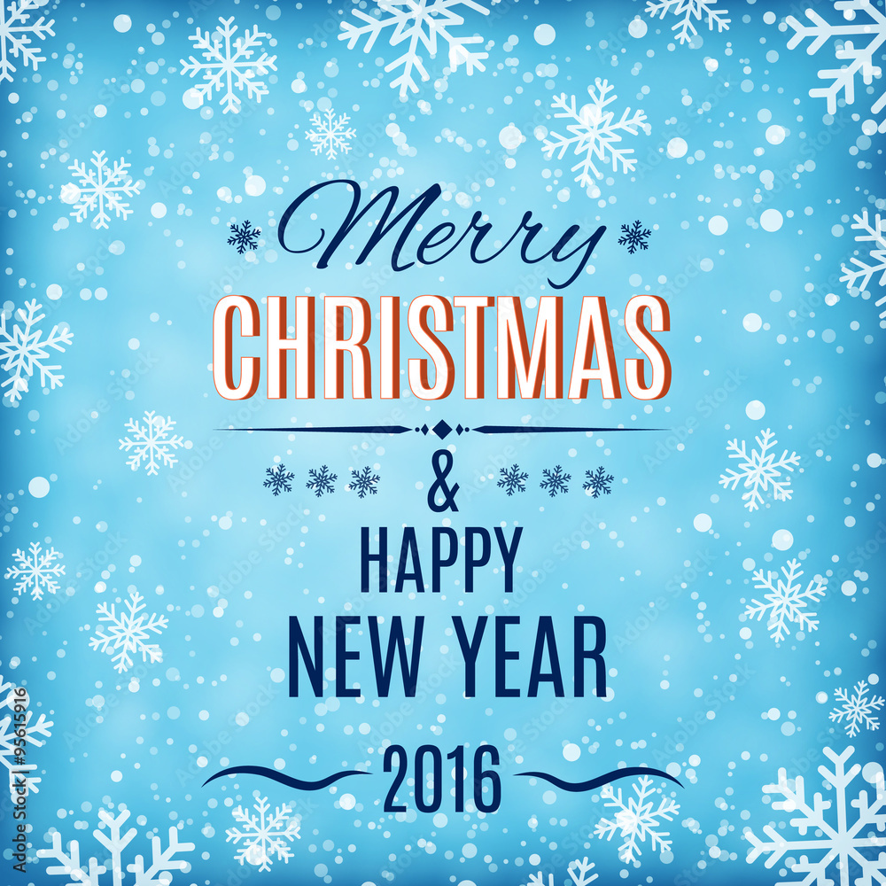 Merry Christmas and Happy New Year text label