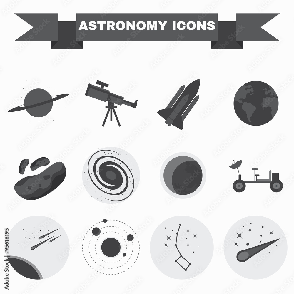 Naklejka premium Astronomy Icons Set