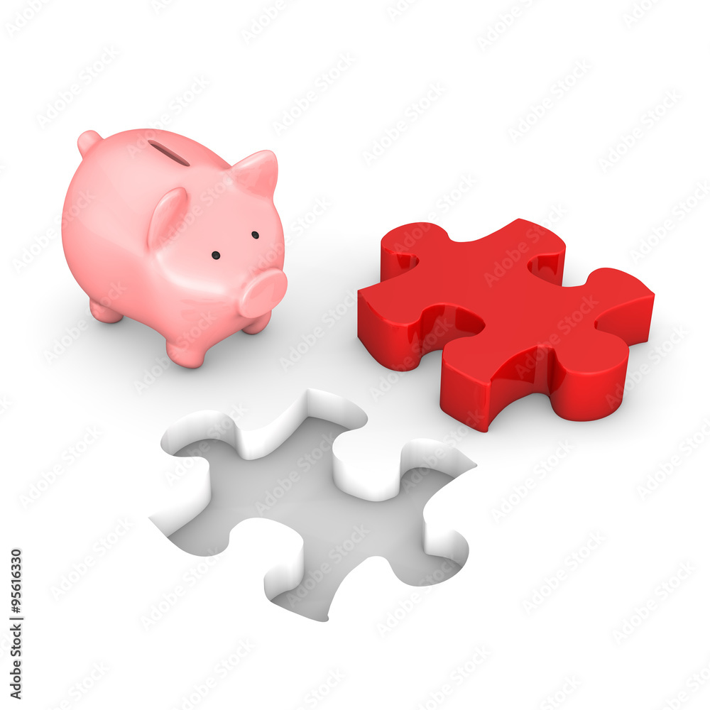 Piggy Bank Red Puzzle Stock Illustration | Adobe Stock