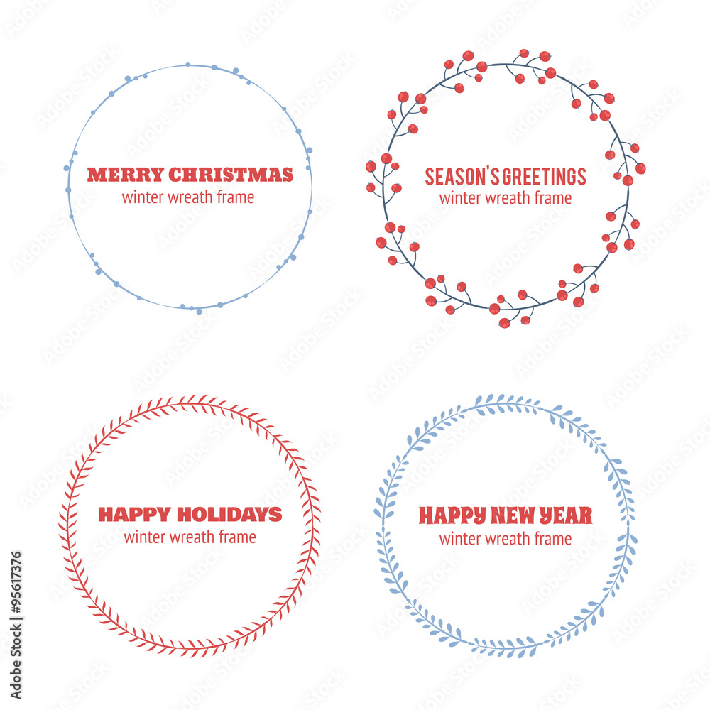 Decorative winter circle wreath collection Decorative winter circle wreath collection