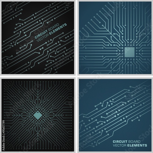 Circuit board background vector elements   abstract decorations black and blue  