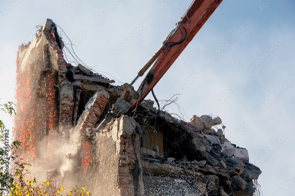Fototapeta premium Demolition of buildings in urban