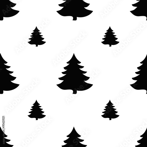 Christmas seamless tree doodles pattern.