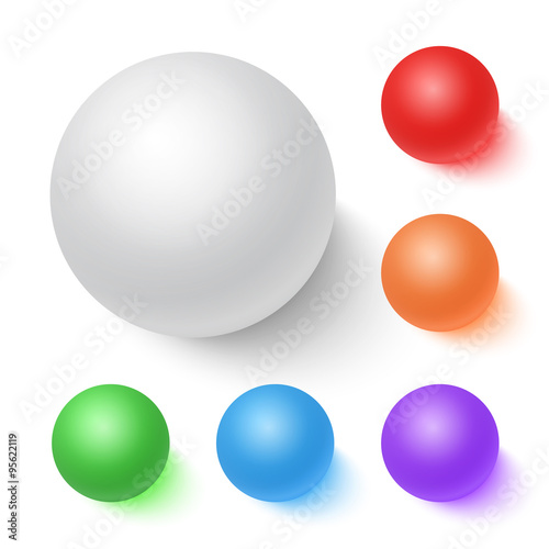 Photorealistic Vector 3D Ball Set Template. Bright Colors Vector