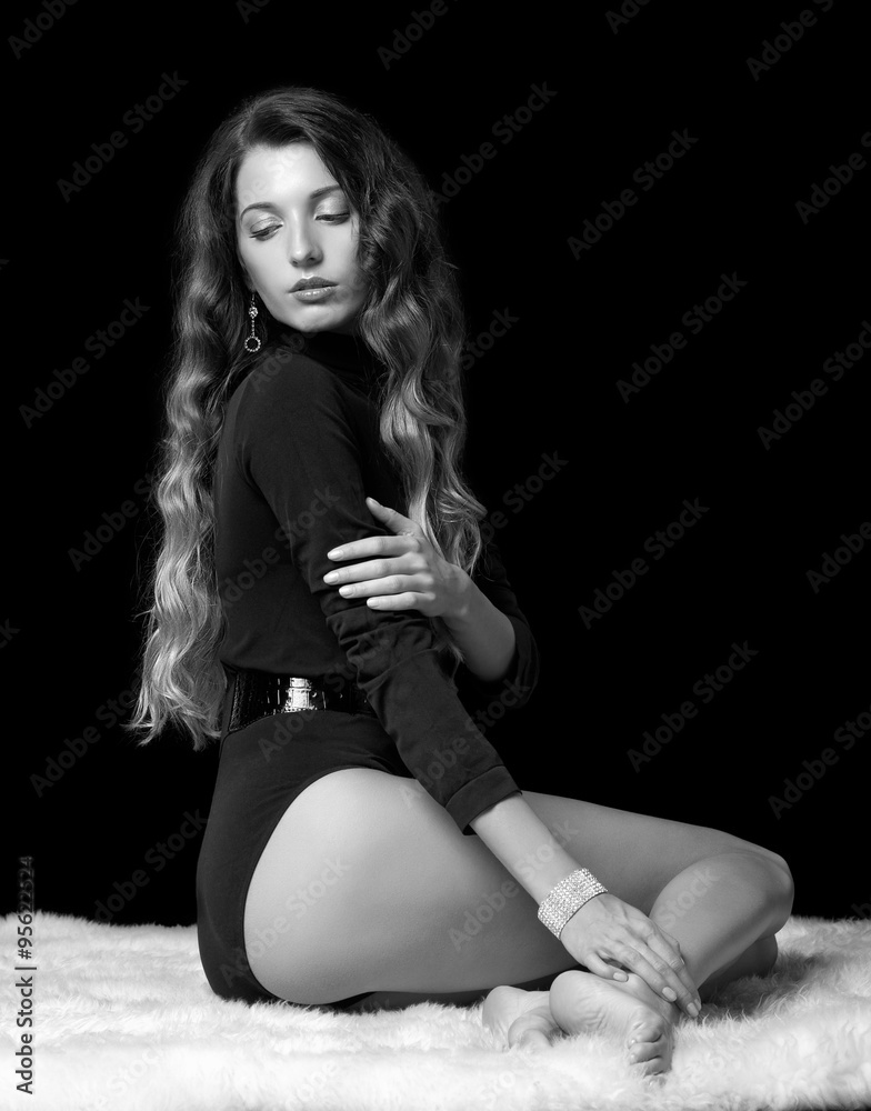 Fototapeta premium beautiful girl on furs