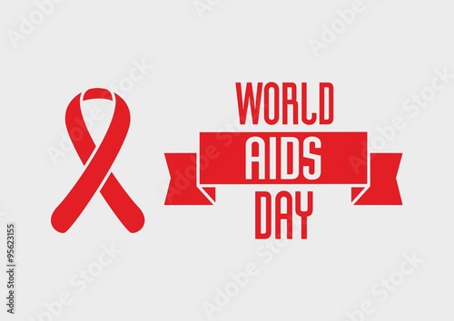 World Aids Day design concept with red ribbon of aids awareness on light background