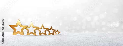 Five golden stars snow banner