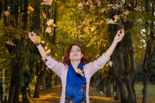Wallpaper Mural The warm autumn and a woman in the park Torontodigital.ca