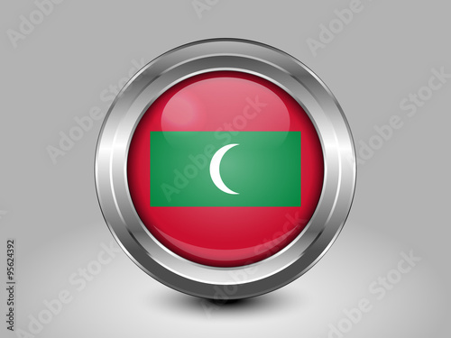 Flag of Maldives. Metal Round Icon