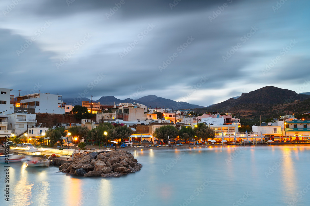 Small fishing harbour and a beach in Makrygialos village in the south eastern Crete, Greece