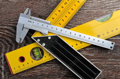 Quadro su tela Sliding caliper, setsquare and bubble level