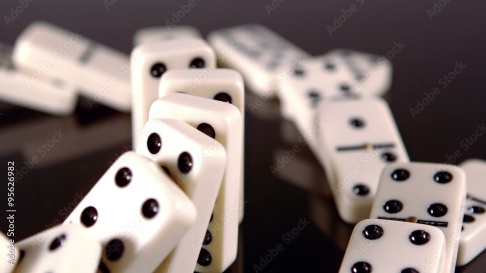 Dominoes pushing others dominoes down