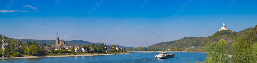 Der Rhein und die Marksburg bei Braubach/Deutschland