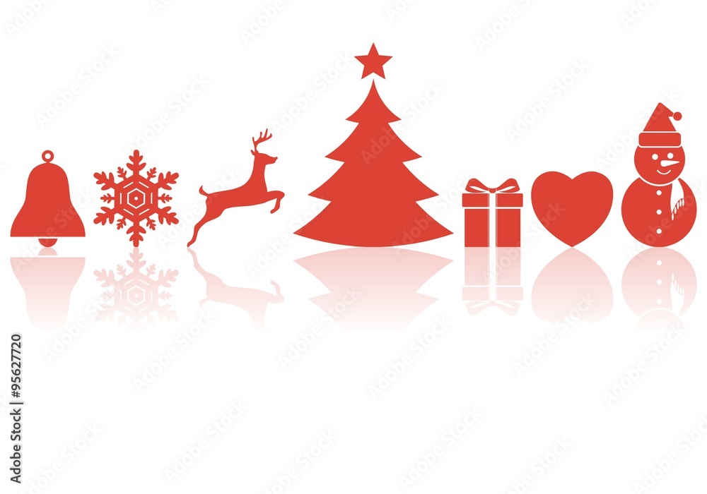Christmas symbols, reflection Christmas symbols, reflection