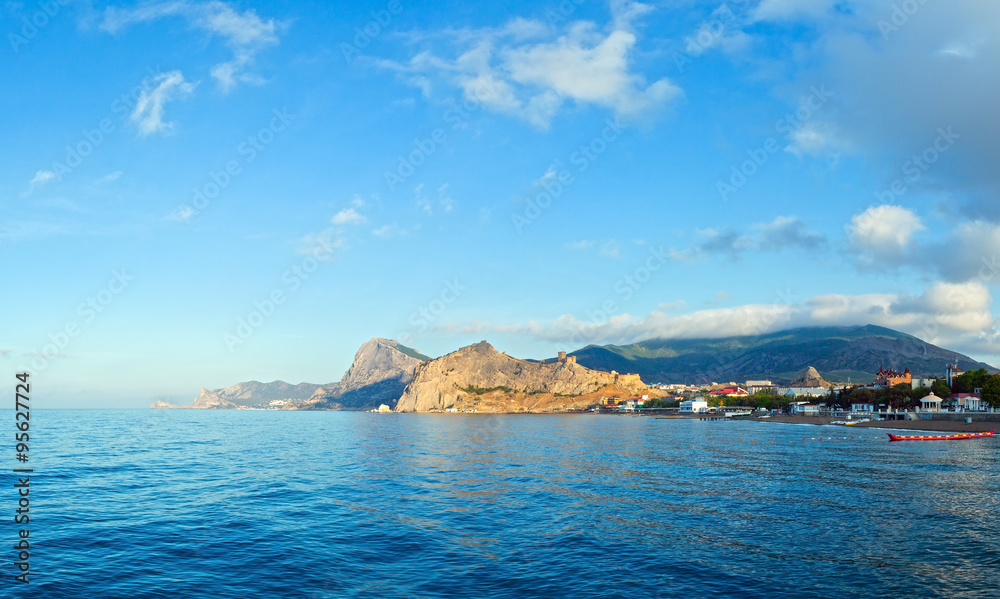 Genoese fortress and summer rocky coastline (Crimea, Ukraine)
