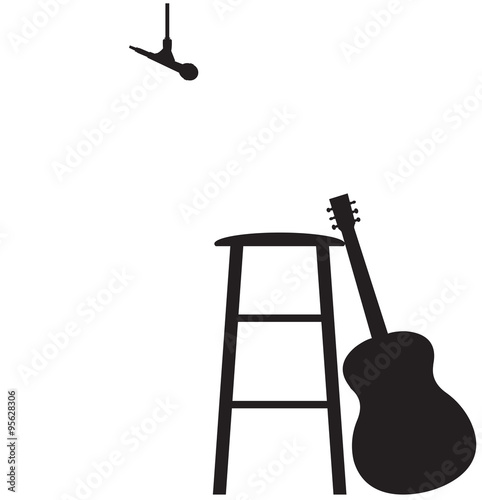 Guitarist Recording Session Stool Set Up Silhouette