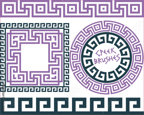 Set 5 Brushes Greek Meander patterns