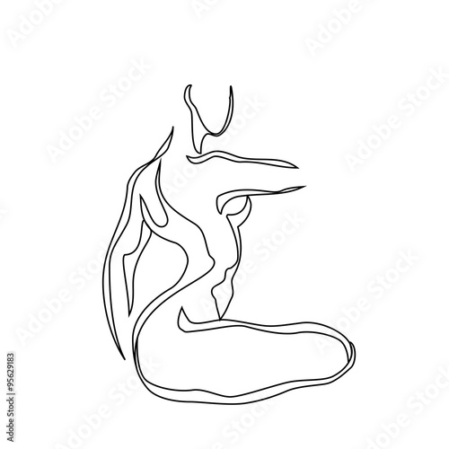 Art sketch of sitting beautiful young sexy woman