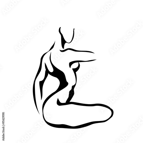 Art sketch of sitting beautiful young sexy woman