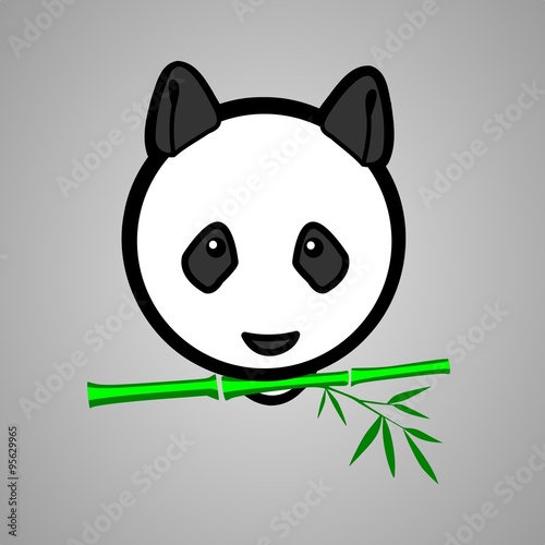 Fototapeta Naklejka Na Ścianę i Meble -  Panda Kopf Logo Frontal mit Bambus im Mund