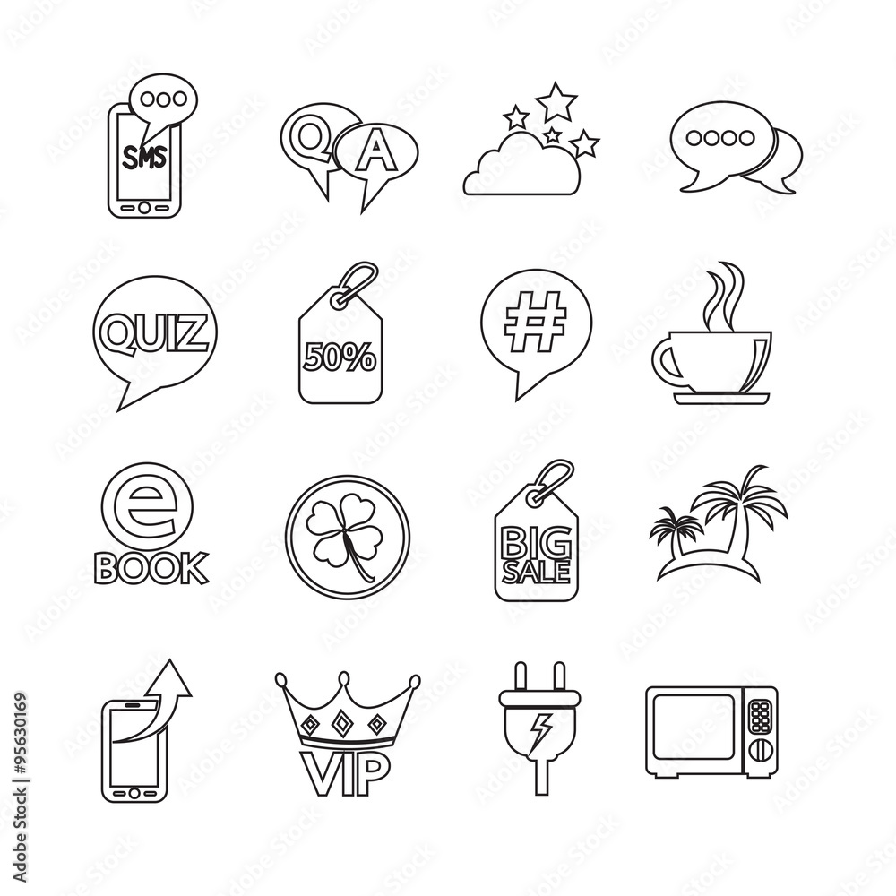Set of web icons for website and communication Set of web icons for website and communication