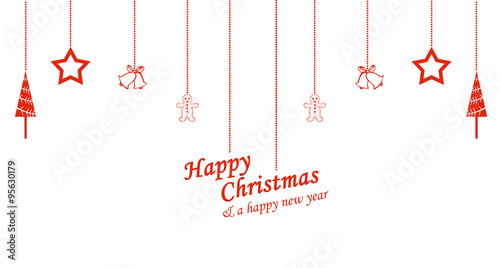 Verschiedene Weihnachtssymbole hängen von der Decke 