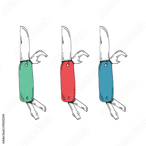 Hand Drawn Pocket Knife Doole Icon photo