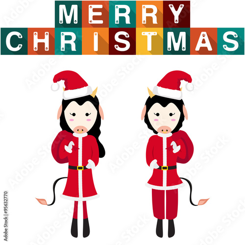 Ox Santa Claus Girl Boy Vec...