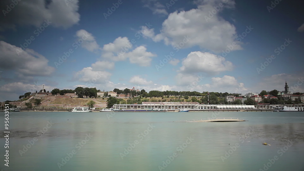 Time lapse of dramatic fast moving clouds over Belgrade fortress with Victor monument. Time lapse of dramatic fast moving clouds over Belgrade fortress with Victor monument.
