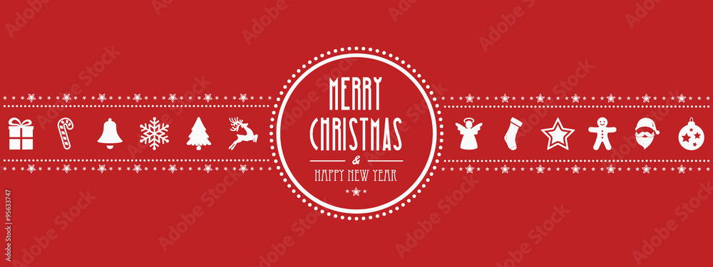 christmas ornament banner red background