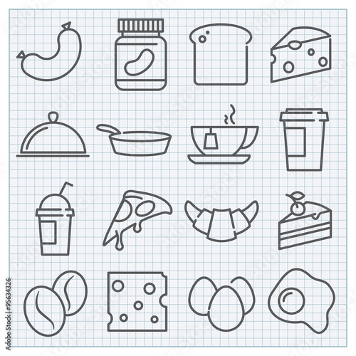 Vector food and drinks icons set